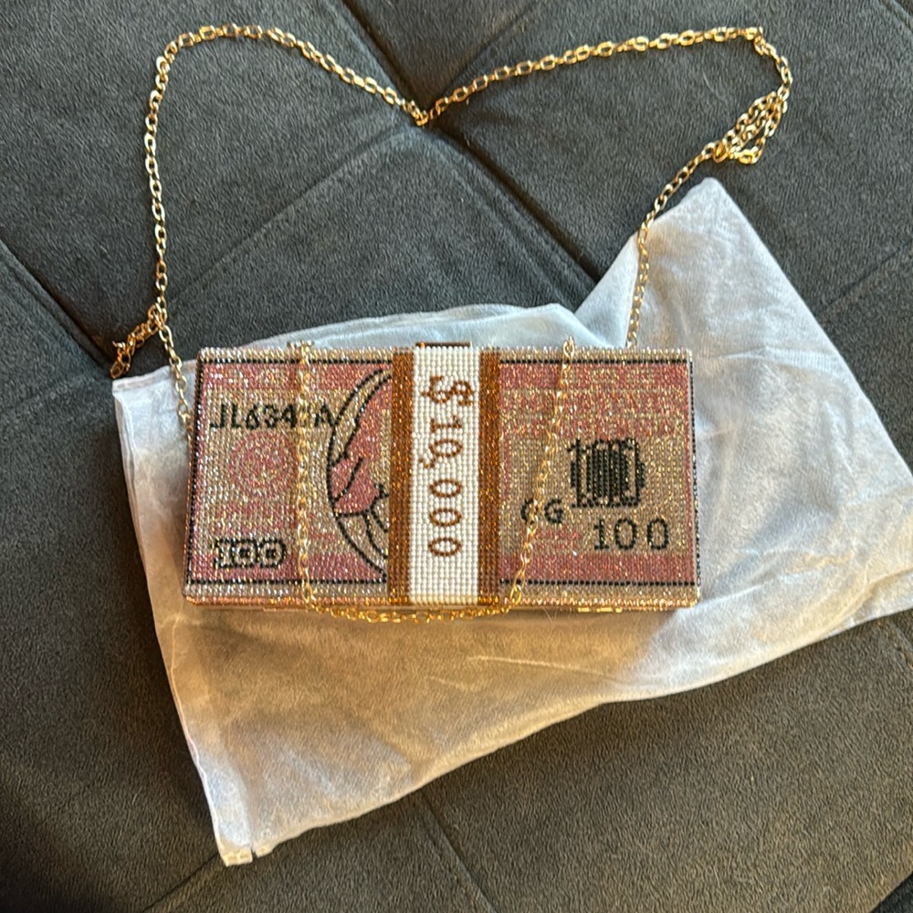 Crossbody rhinestone money purse